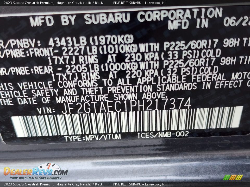 2023 Subaru Crosstrek Premium Magnetite Gray Metallic / Black Photo #31
