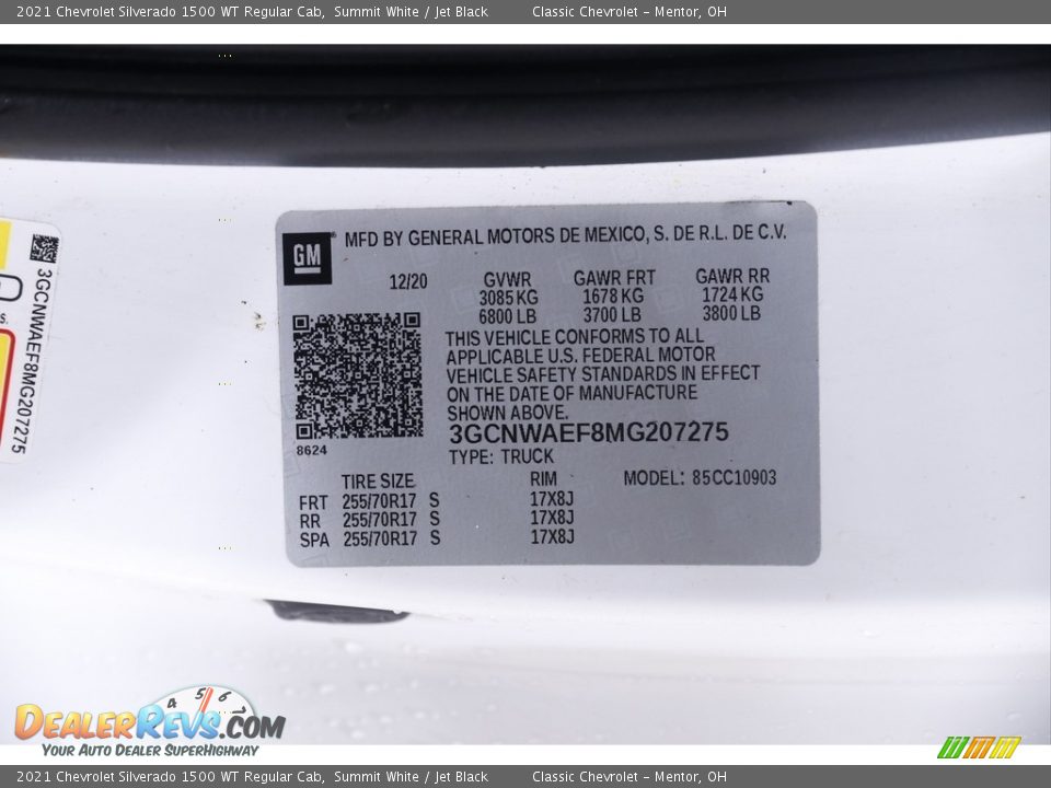 2021 Chevrolet Silverado 1500 WT Regular Cab Summit White / Jet Black Photo #19