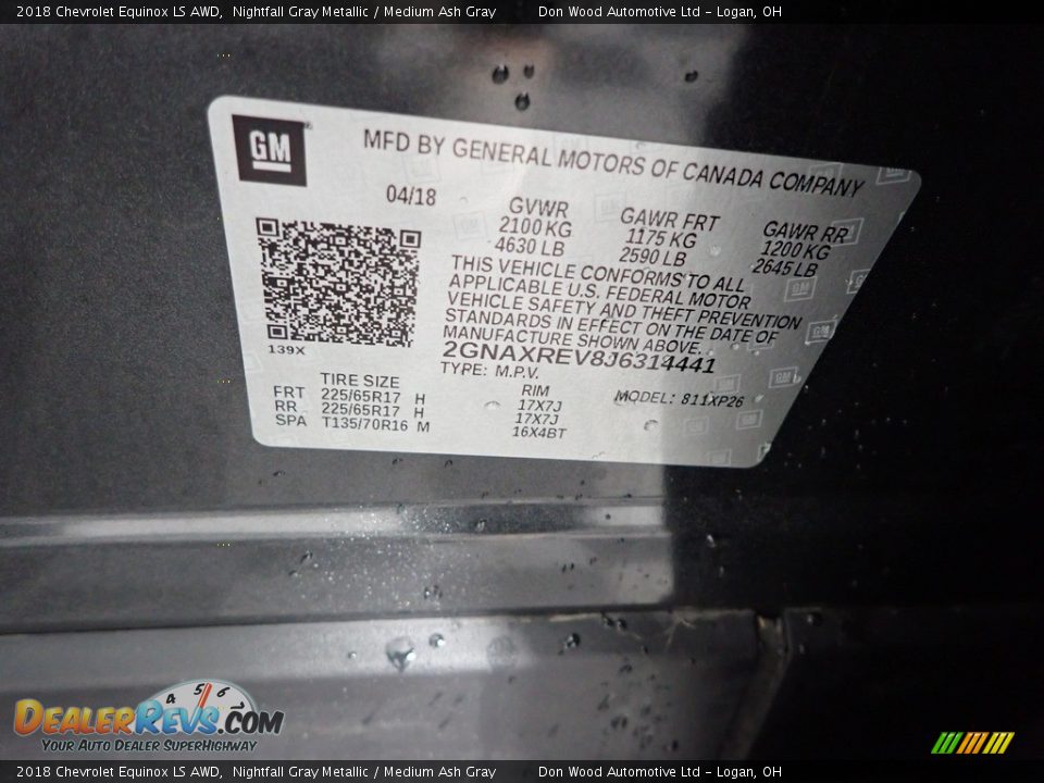 2018 Chevrolet Equinox LS AWD Nightfall Gray Metallic / Medium Ash Gray Photo #31