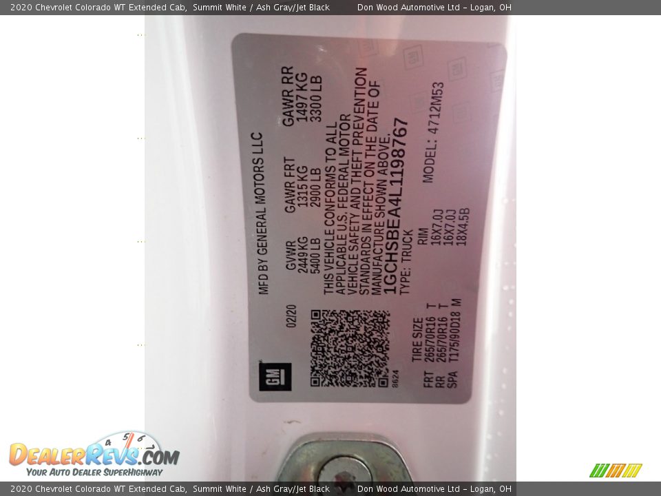 2020 Chevrolet Colorado WT Extended Cab Summit White / Ash Gray/Jet Black Photo #28