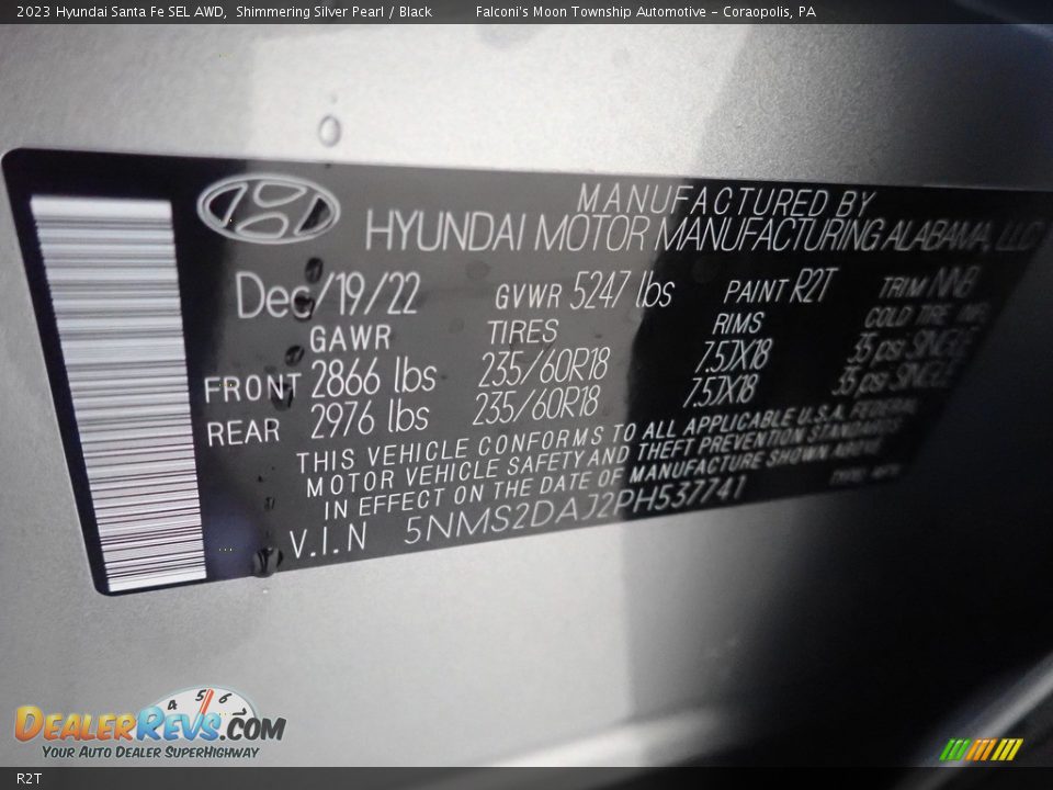 Hyundai Color Code R2T Shimmering Silver Pearl