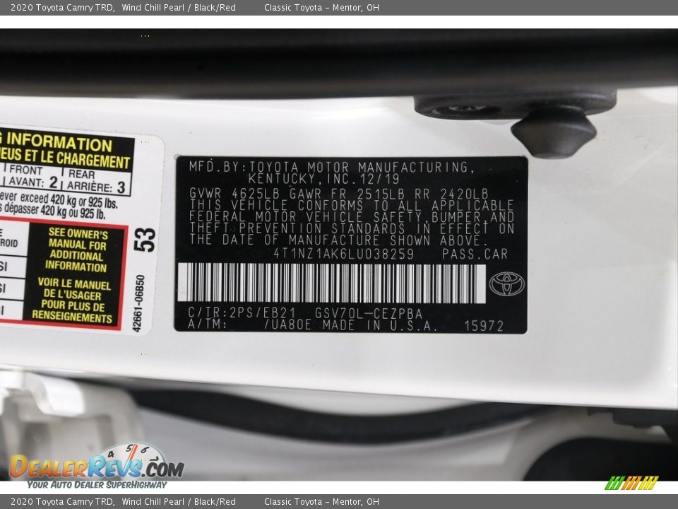 2020 Toyota Camry TRD Wind Chill Pearl / Black/Red Photo #21