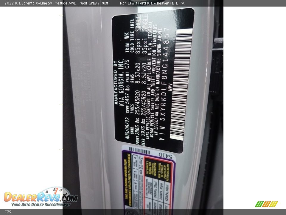 Kia Color Code C7S Wolf Gray