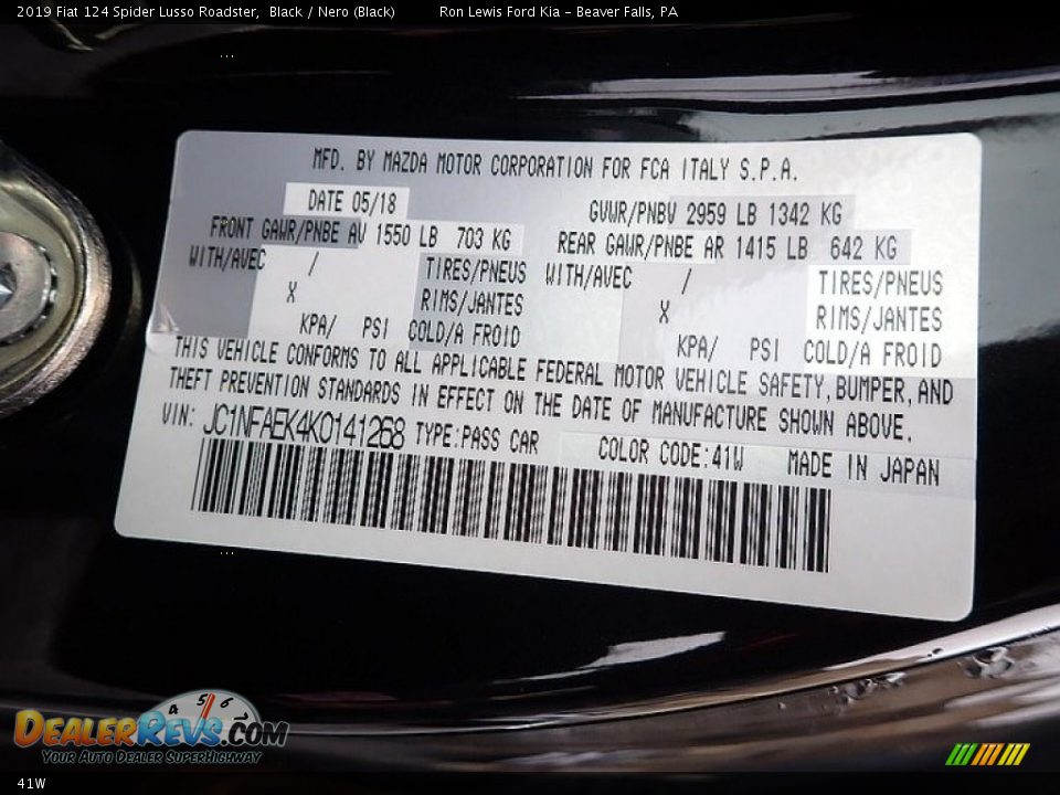 Fiat Color Code 41W Black