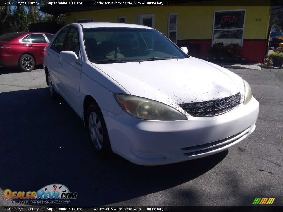 2003 Toyota Camry LE Super White / Taupe Photo #1