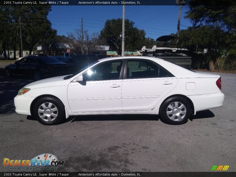 2003 Toyota Camry LE Super White / Taupe Photo #6