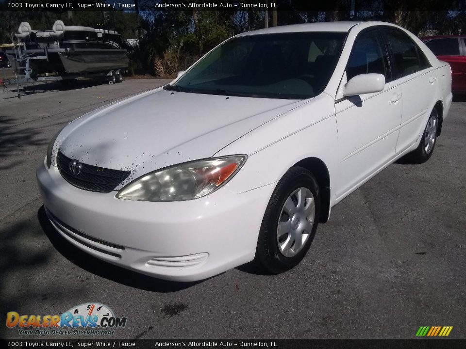 2003 Toyota Camry LE Super White / Taupe Photo #7