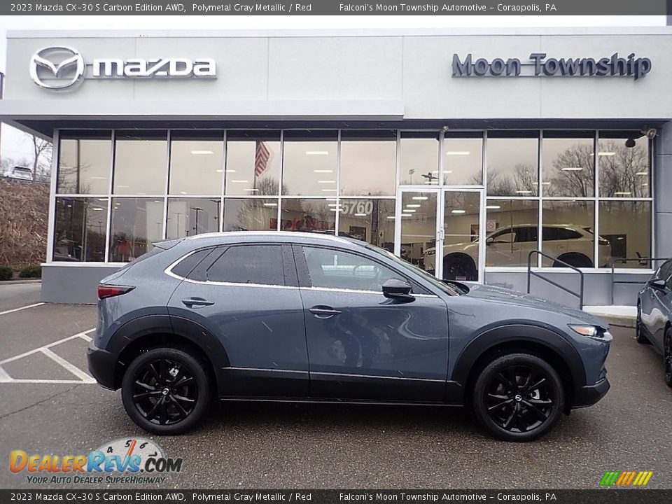 2023 Mazda CX-30 S Carbon Edition AWD Polymetal Gray Metallic / Red Photo #1