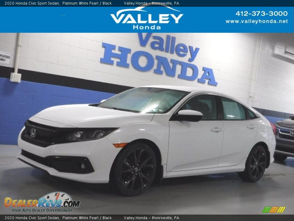 2020 Honda Civic Sport Sedan Platinum White Pearl / Black Photo #1