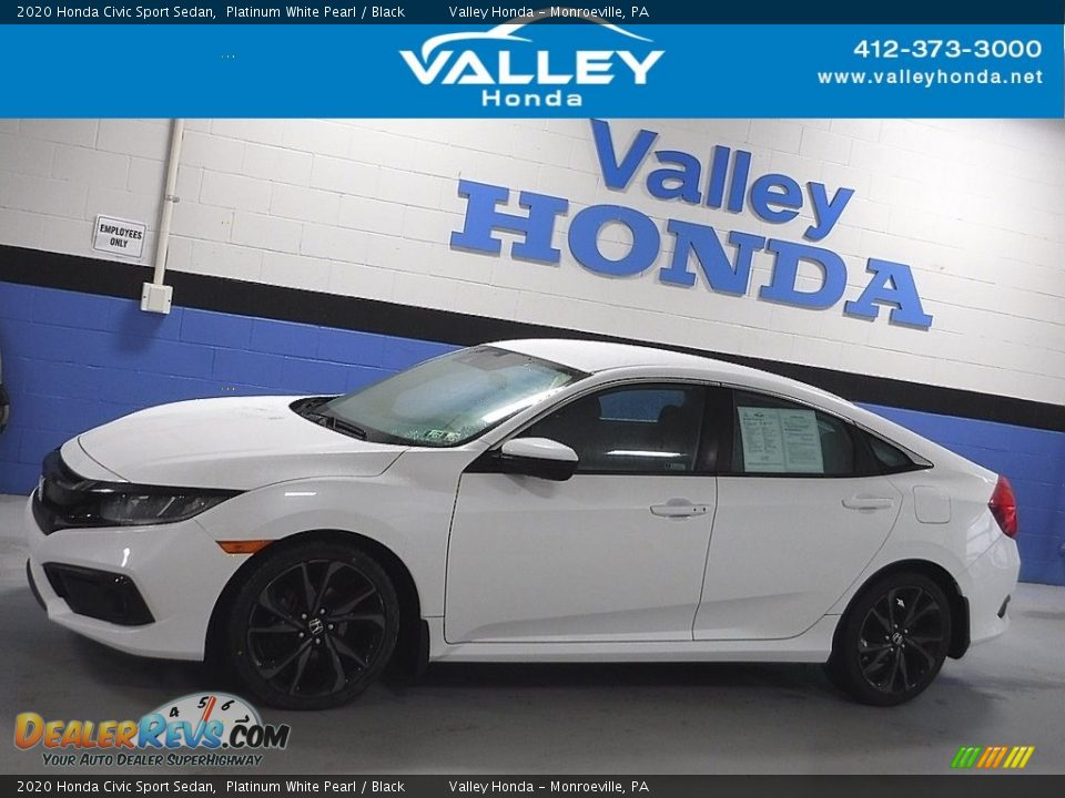 2020 Honda Civic Sport Sedan Platinum White Pearl / Black Photo #2