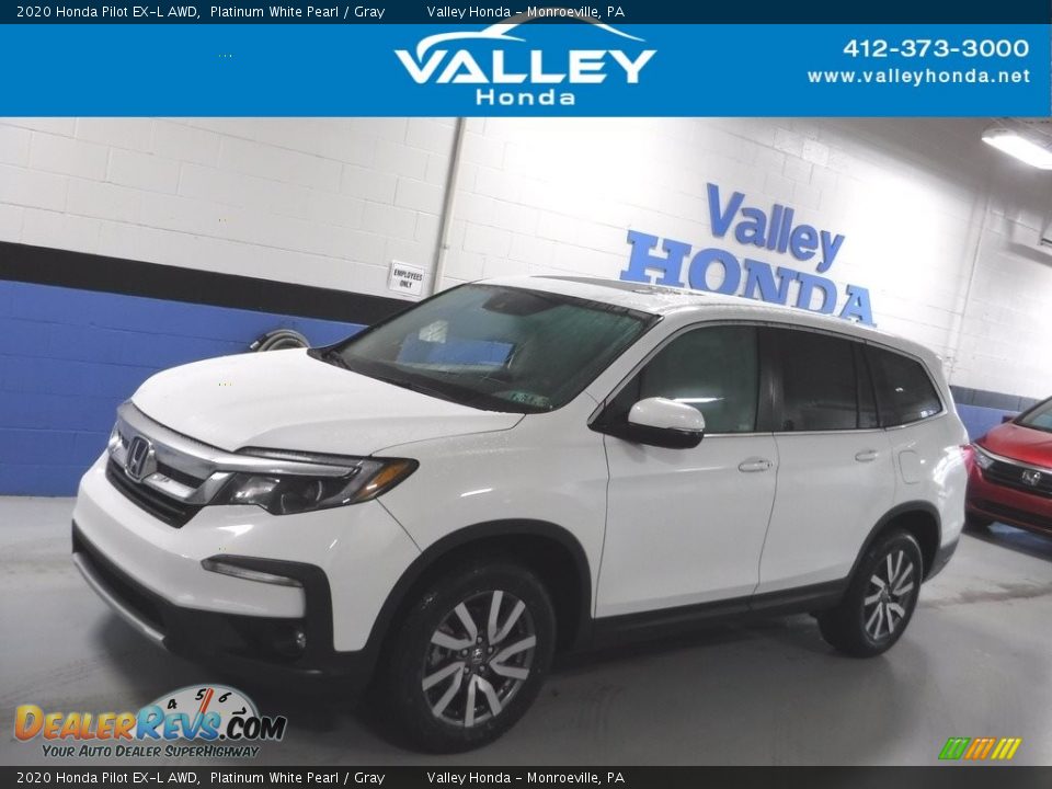 2020 Honda Pilot EX-L AWD Platinum White Pearl / Gray Photo #1