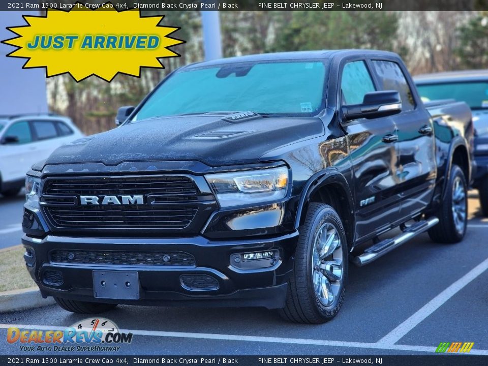 2021 Ram 1500 Laramie Crew Cab 4x4 Diamond Black Crystal Pearl / Black Photo #1