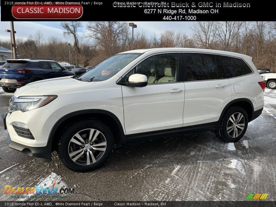 2018 Honda Pilot EX-L AWD White Diamond Pearl / Beige Photo #1