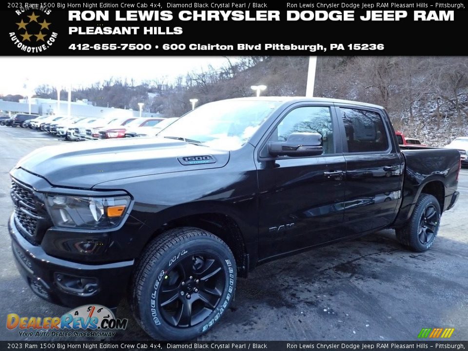 2023 Ram 1500 Big Horn Night Edition Crew Cab 4x4 Diamond Black Crystal Pearl / Black Photo #1