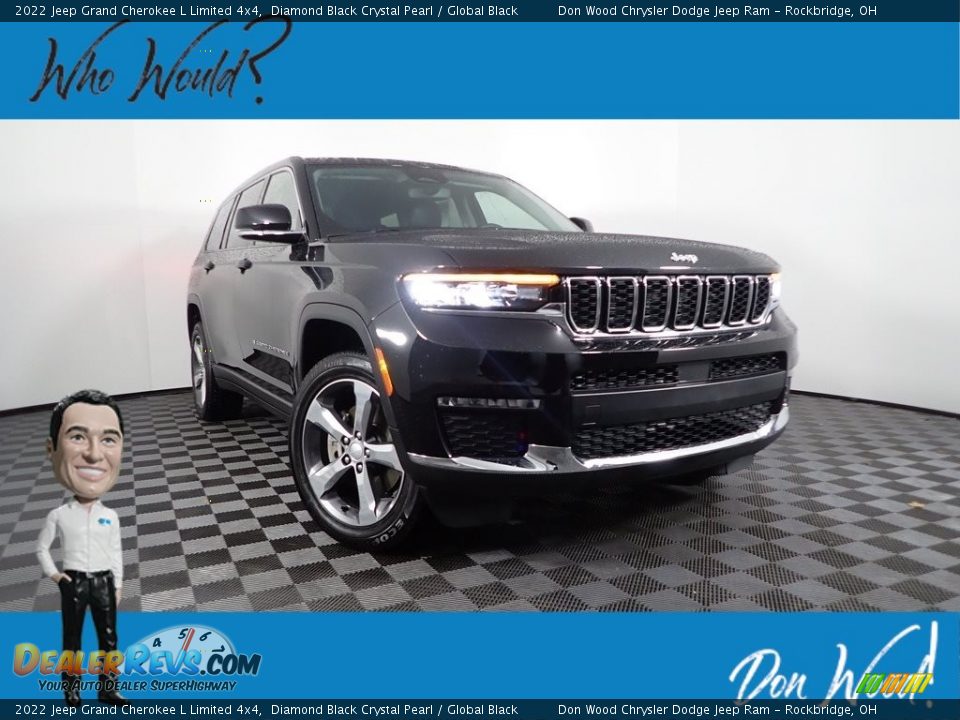 2022 Jeep Grand Cherokee L Limited 4x4 Diamond Black Crystal Pearl / Global Black Photo #1