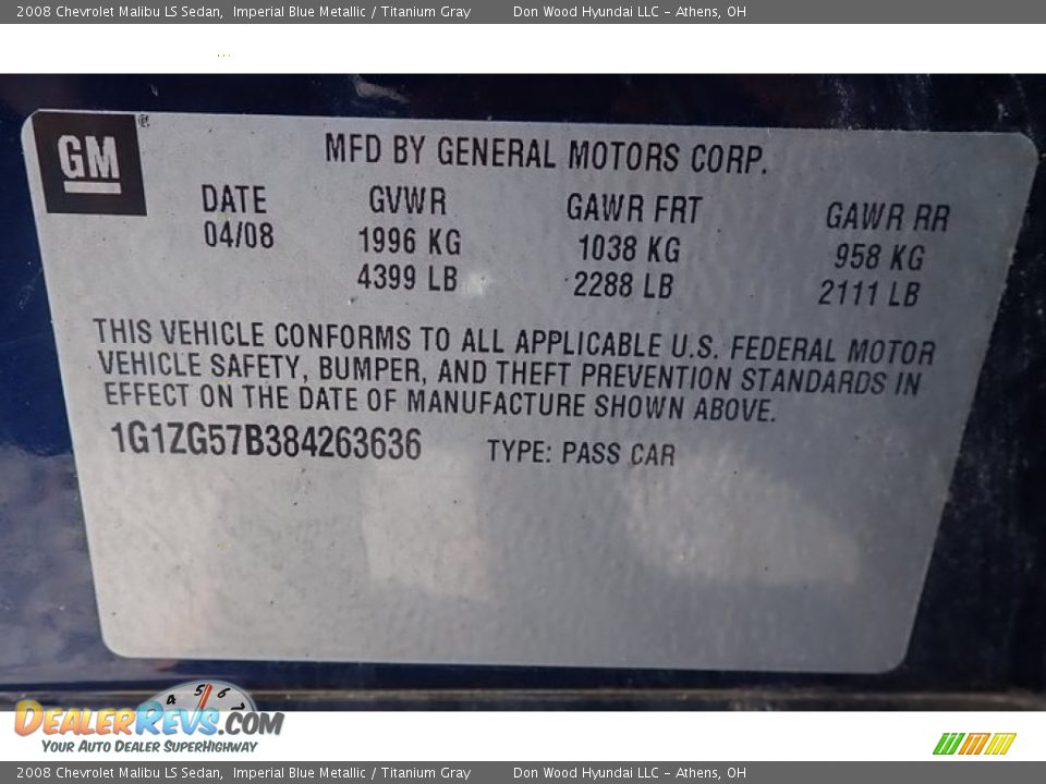2008 Chevrolet Malibu LS Sedan Imperial Blue Metallic / Titanium Gray Photo #15