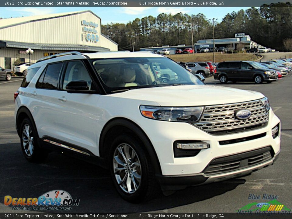 2021 Ford Explorer Limited Star White Metallic Tri-Coat / Sandstone Photo #7