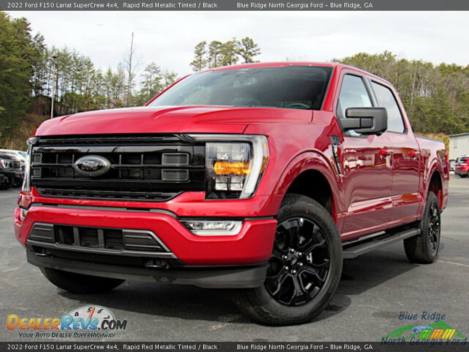 2022 Ford F150 Lariat SuperCrew 4x4 Rapid Red Metallic Tinted / Black Photo #1