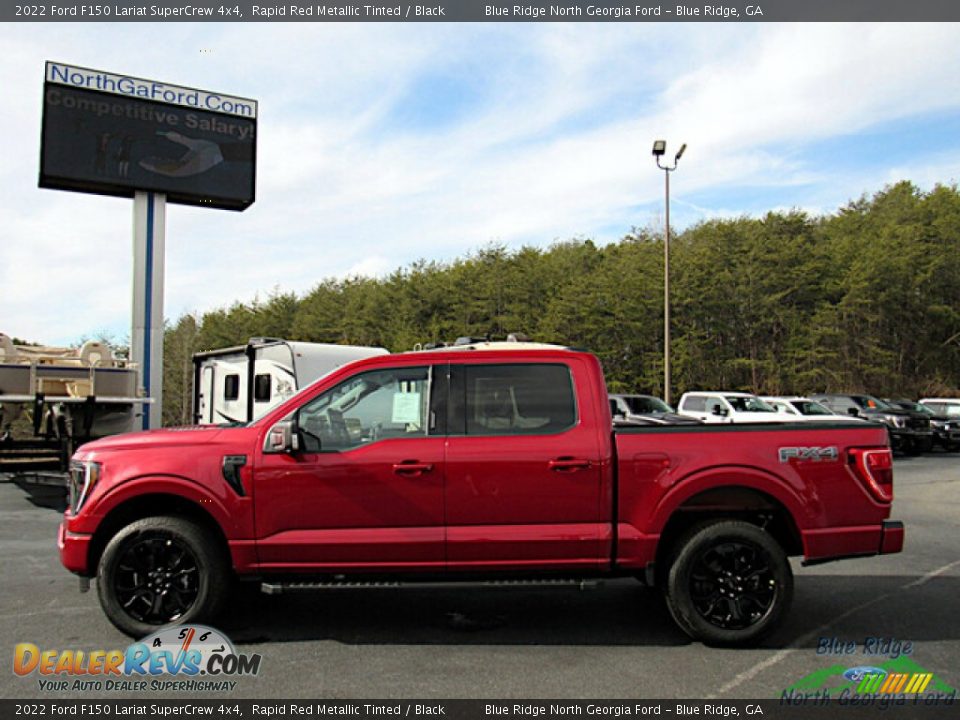 2022 Ford F150 Lariat SuperCrew 4x4 Rapid Red Metallic Tinted / Black Photo #2