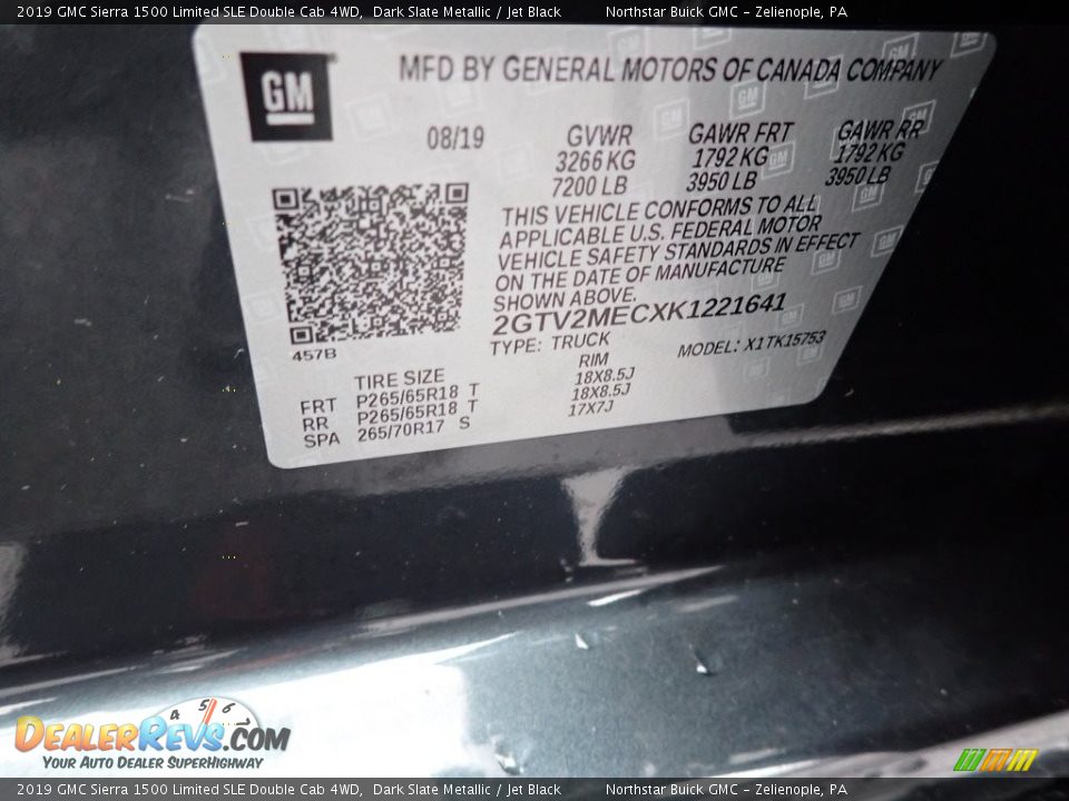 2019 GMC Sierra 1500 Limited SLE Double Cab 4WD Dark Slate Metallic / Jet Black Photo #30