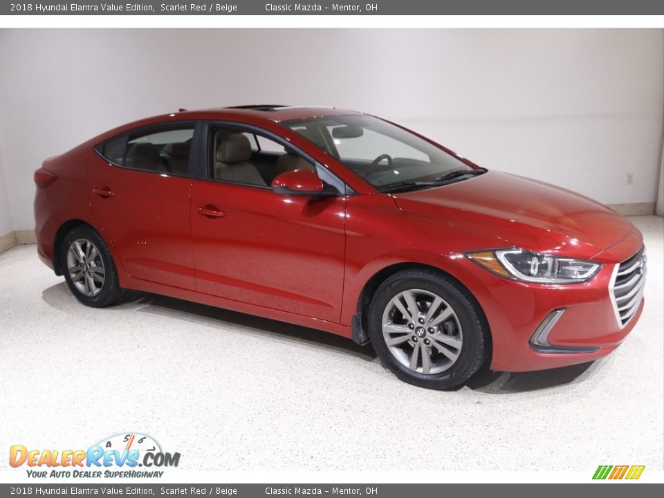 2018 Hyundai Elantra Value Edition Scarlet Red / Beige Photo #1