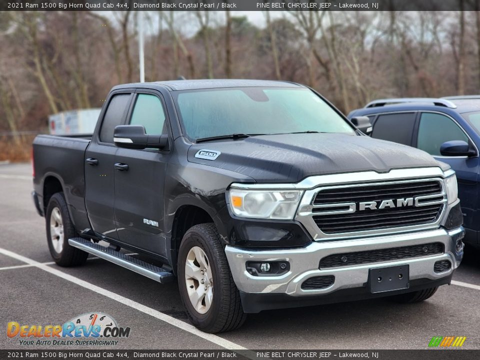 2021 Ram 1500 Big Horn Quad Cab 4x4 Diamond Black Crystal Pearl / Black Photo #3