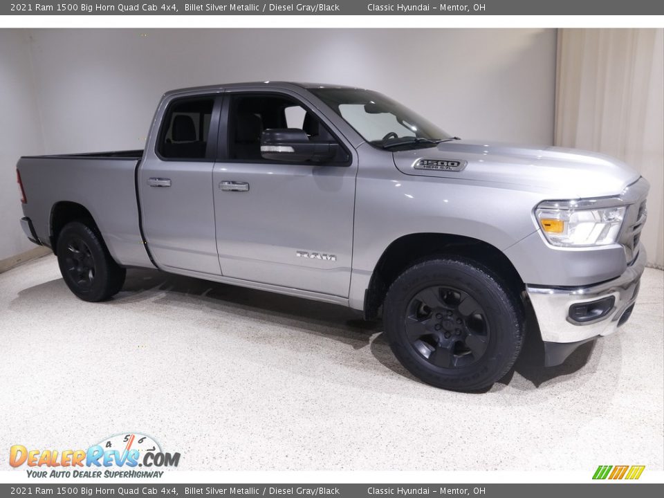 2021 Ram 1500 Big Horn Quad Cab 4x4 Billet Silver Metallic / Diesel Gray/Black Photo #1