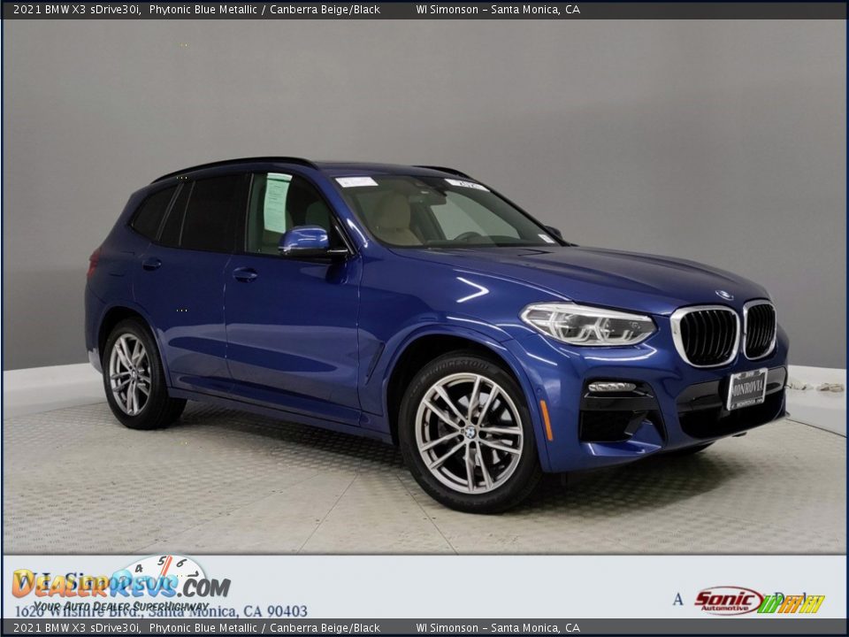 2021 BMW X3 sDrive30i Phytonic Blue Metallic / Canberra Beige/Black Photo #1