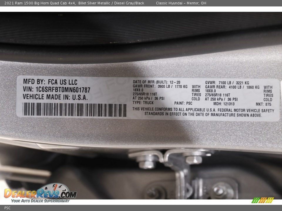 Ram Color Code PSC Billet Silver Metallic