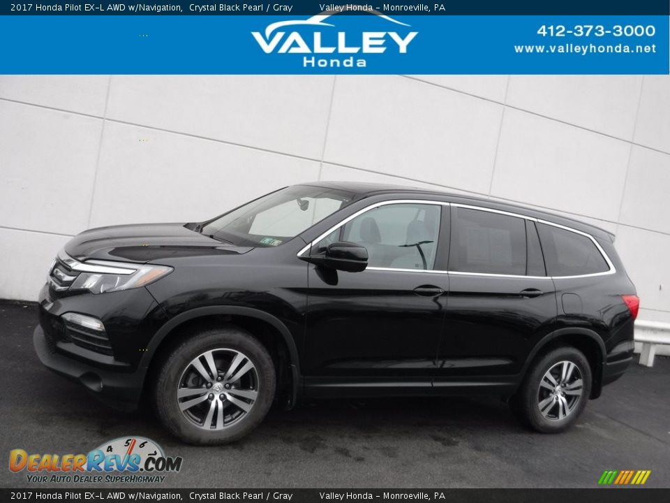 2017 Honda Pilot EX-L AWD w/Navigation Crystal Black Pearl / Gray Photo #2