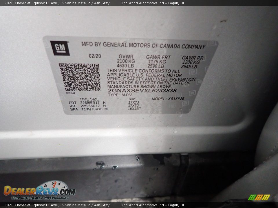 2020 Chevrolet Equinox LS AWD Silver Ice Metallic / Ash Gray Photo #31