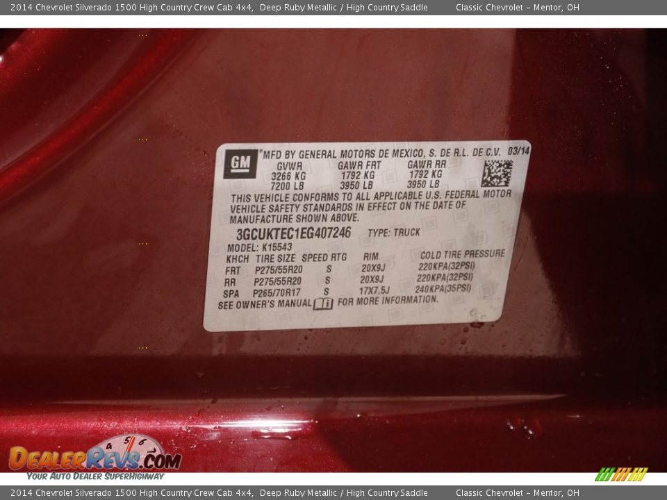 2014 Chevrolet Silverado 1500 High Country Crew Cab 4x4 Deep Ruby Metallic / High Country Saddle Photo #23