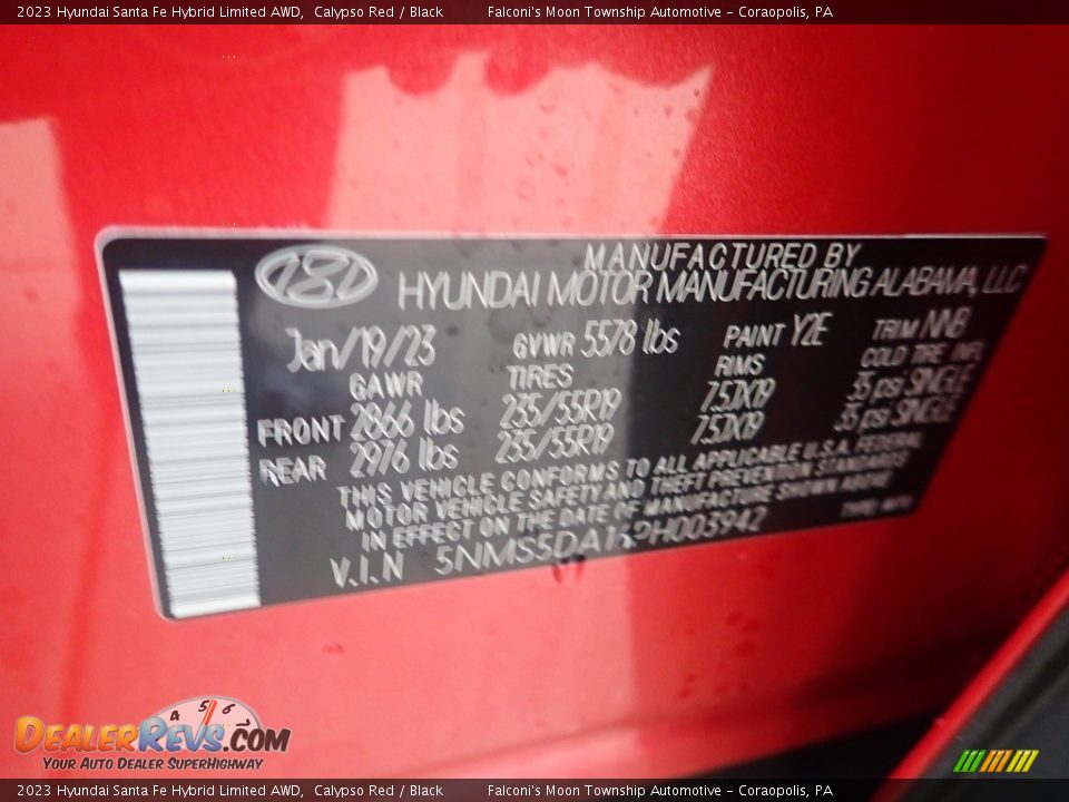 2023 Hyundai Santa Fe Hybrid Limited AWD Calypso Red / Black Photo #18