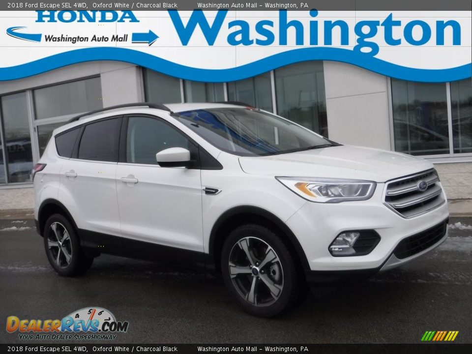 2018 Ford Escape SEL 4WD Oxford White / Charcoal Black Photo #1