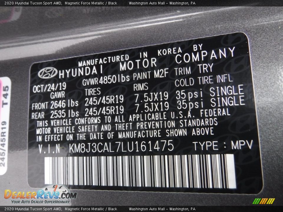 2020 Hyundai Tucson Sport AWD Magnetic Force Metallic / Black Photo #32