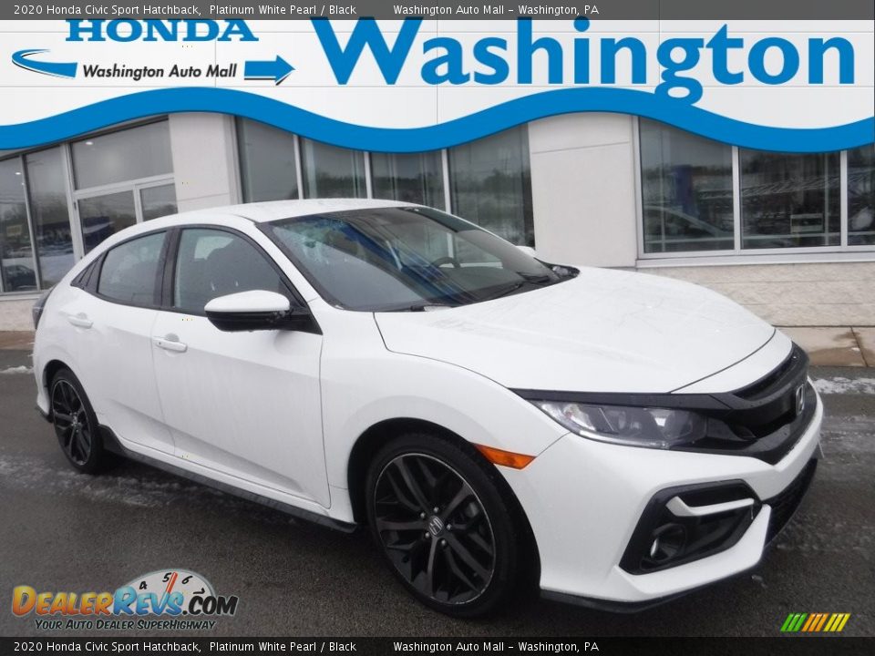 2020 Honda Civic Sport Hatchback Platinum White Pearl / Black Photo #1