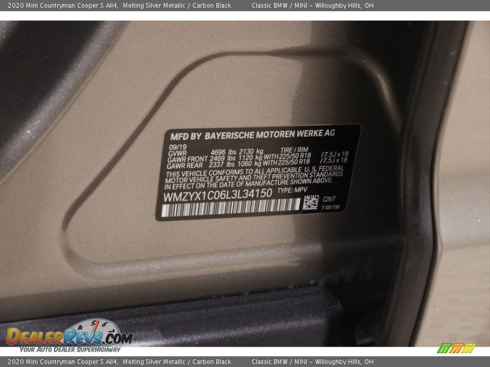2020 Mini Countryman Cooper S All4 Melting Silver Metallic / Carbon Black Photo #21
