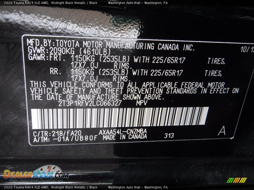2020 Toyota RAV4 XLE AWD Midnight Black Metallic / Black Photo #33