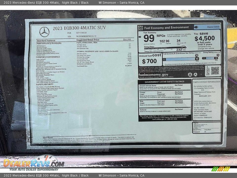2023 Mercedes-Benz EQB 300 4Matic Window Sticker Photo #7