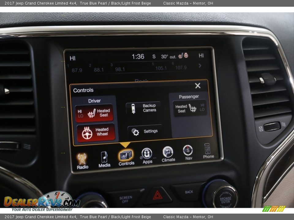 2017 Jeep Grand Cherokee Limited 4x4 True Blue Pearl / Black/Light Frost Beige Photo #11