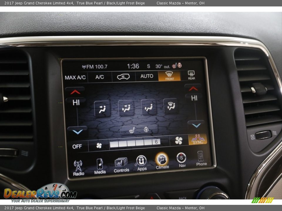2017 Jeep Grand Cherokee Limited 4x4 True Blue Pearl / Black/Light Frost Beige Photo #12