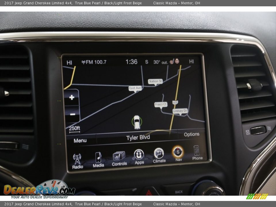2017 Jeep Grand Cherokee Limited 4x4 True Blue Pearl / Black/Light Frost Beige Photo #13