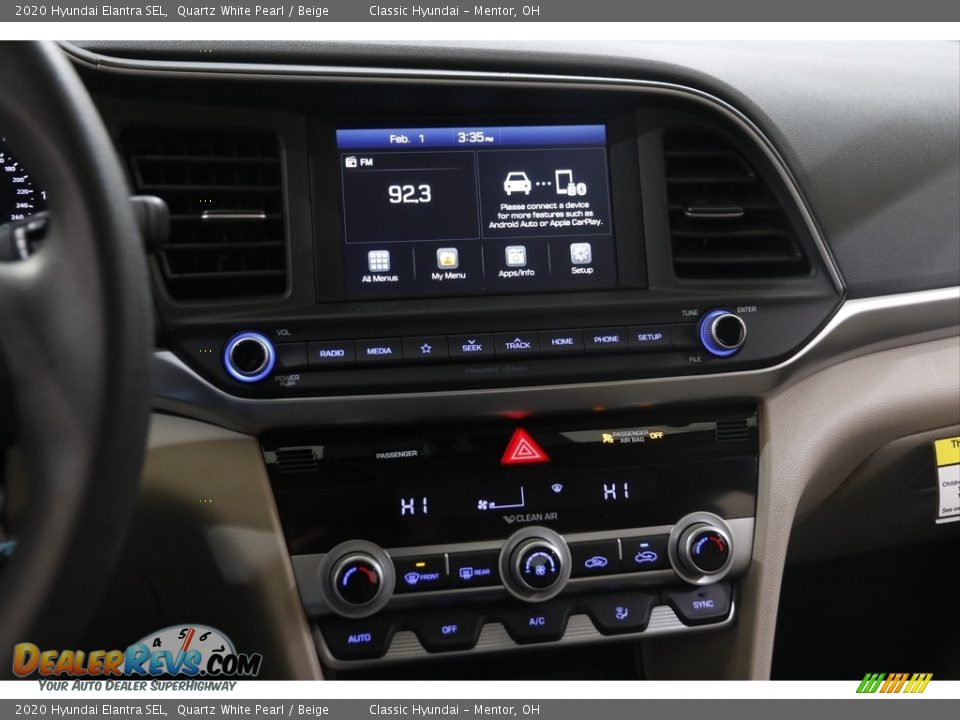 2020 Hyundai Elantra SEL Quartz White Pearl / Beige Photo #9