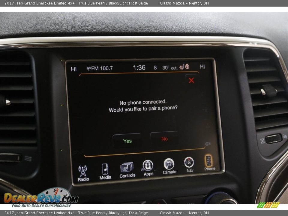 2017 Jeep Grand Cherokee Limited 4x4 True Blue Pearl / Black/Light Frost Beige Photo #14