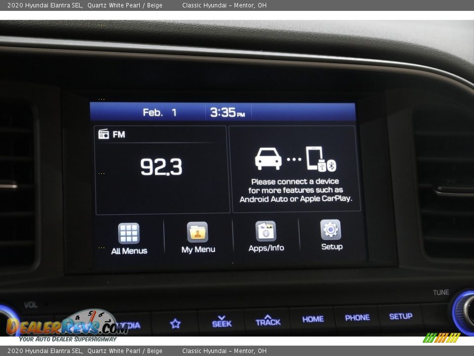 2020 Hyundai Elantra SEL Quartz White Pearl / Beige Photo #10