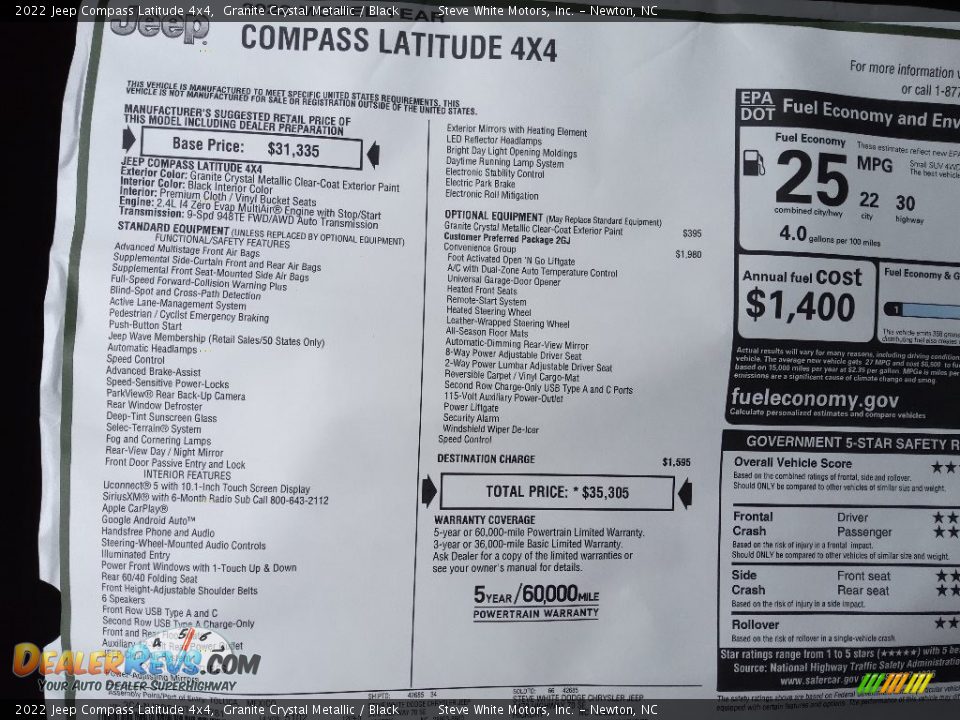 2022 Jeep Compass Latitude 4x4 Granite Crystal Metallic / Black Photo #27
