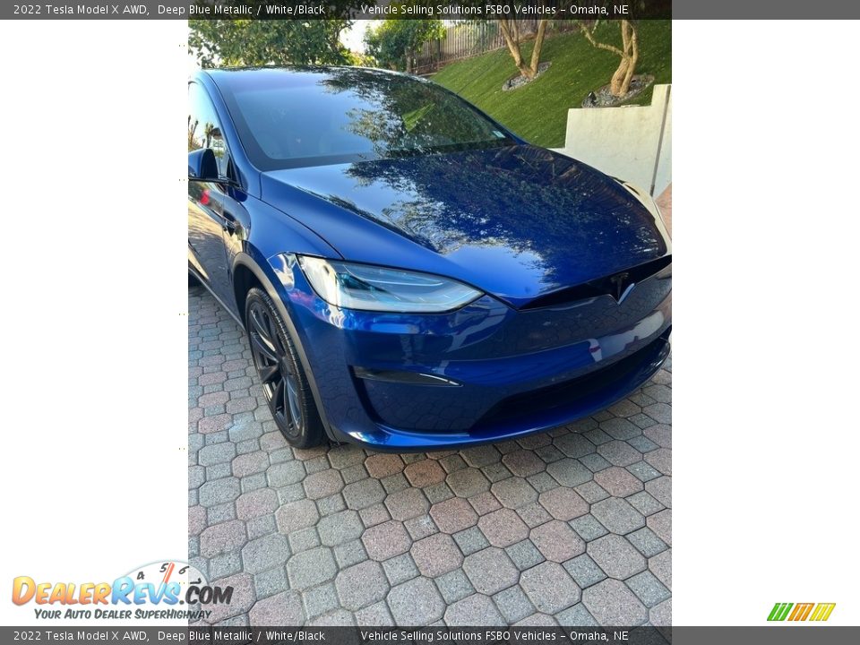 2022 Tesla Model X AWD Deep Blue Metallic / White/Black Photo #8