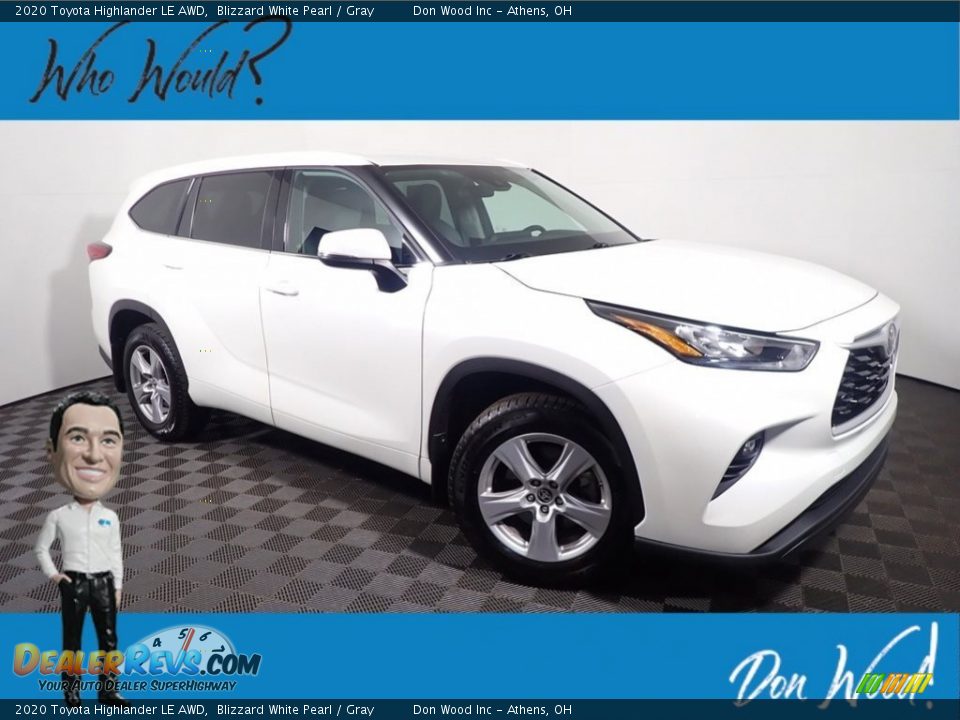 2020 Toyota Highlander LE AWD Blizzard White Pearl / Gray Photo #1