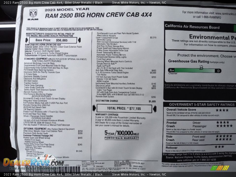 2023 Ram 2500 Big Horn Crew Cab 4x4 Window Sticker Photo #33