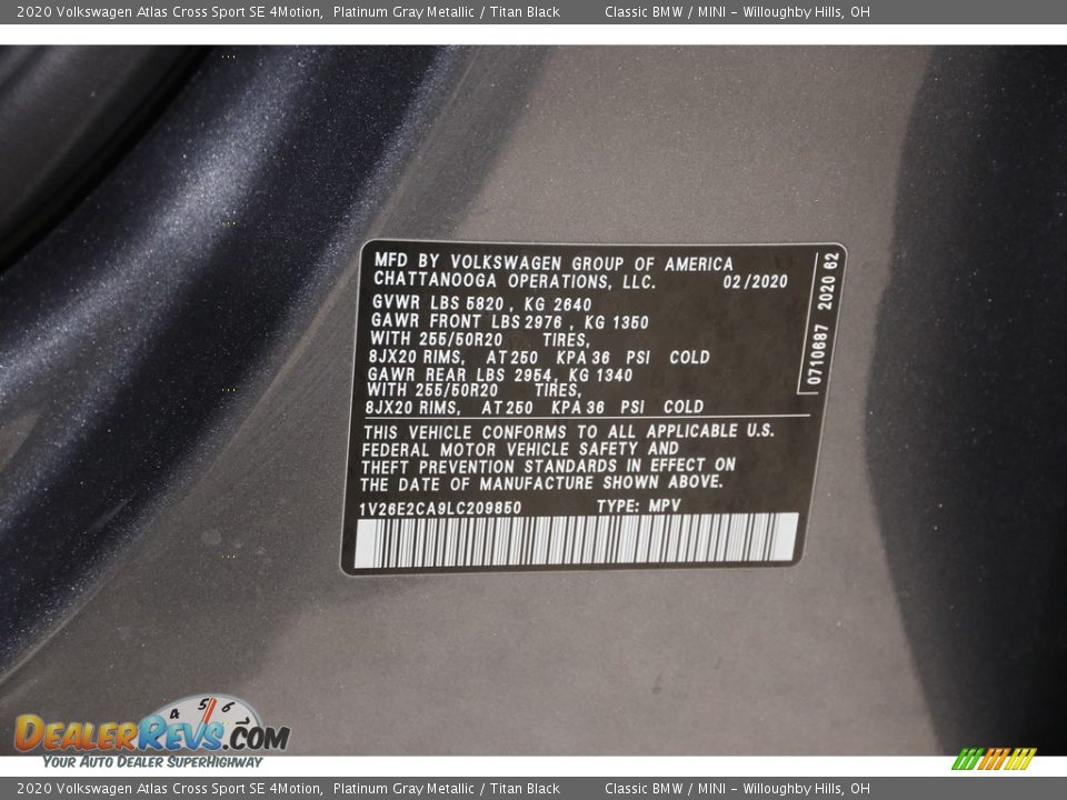 2020 Volkswagen Atlas Cross Sport SE 4Motion Platinum Gray Metallic / Titan Black Photo #21